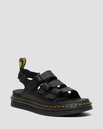 Black Men's Dr Martens Soloman Men's Leather Strap Sandals | CA 641CTV